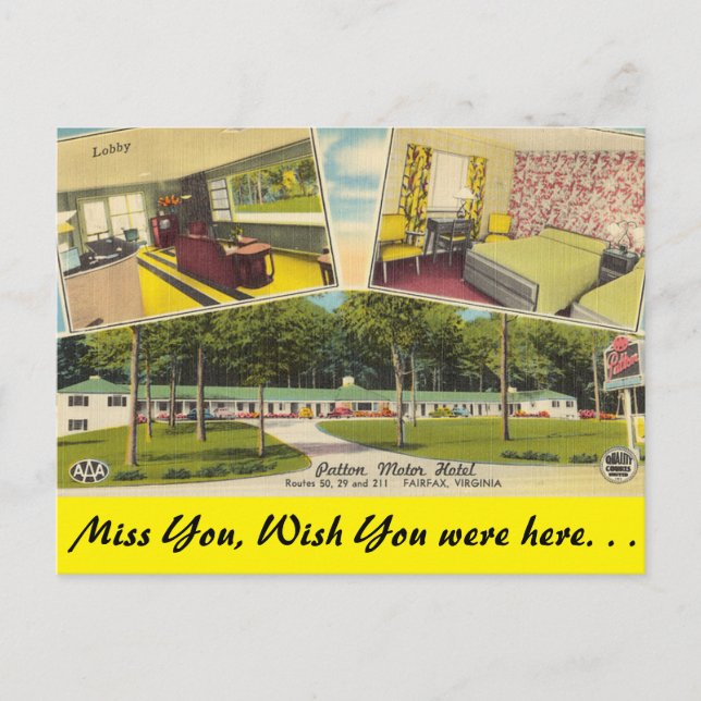 Carte Postale Virginia, Patton Motor Hotel, Fairfax (Devant)