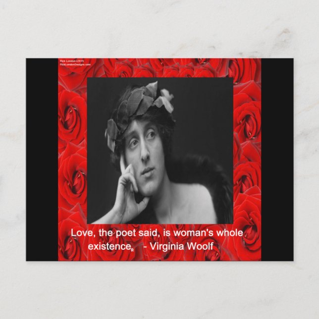 Carte Postale Virginia Woolf & Citation sur l'amour (Devant)