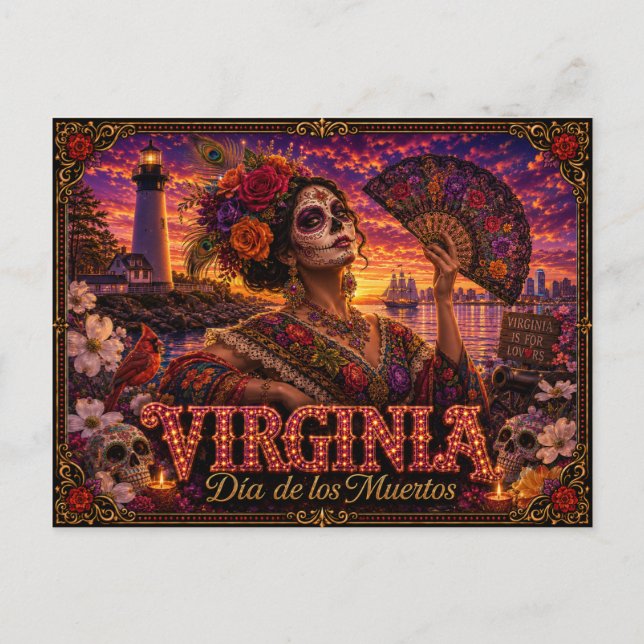 Carte Postale Virginie Jour des Morts Rétro (Devant)