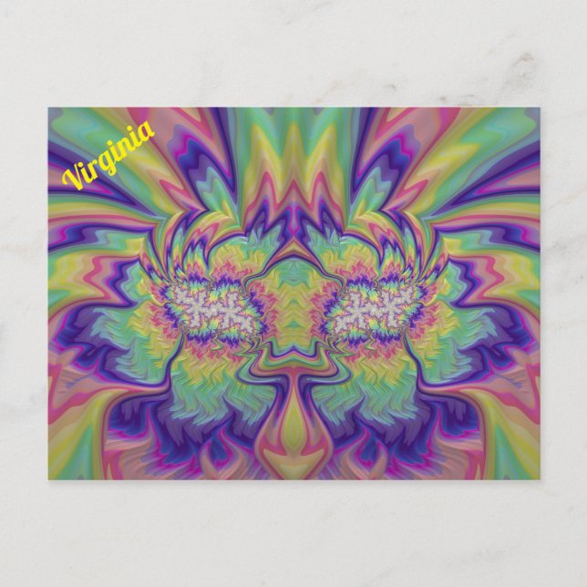 Carte Postale VIRGINIE ~ Motif de conception fractale 3D ~ Multi (Devant)