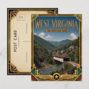 Carte Postale Virginie occidentale Art déco d'époque Âge d'or