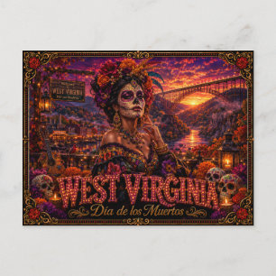 Carte Postale Virginie-Occidentale Rétro Día de los Muertos