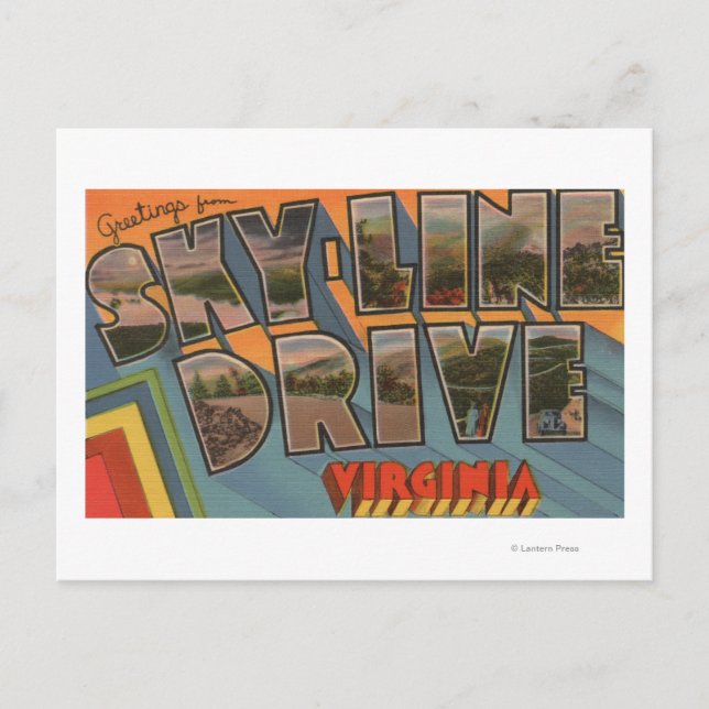 Carte Postale Virginie - Sky Line Drive - Grande Lettre (Devant)
