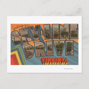 Carte Postale Virginie - Sky Line Drive - Grande Lettre