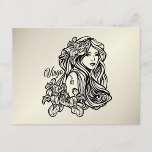 Carte Postale Virgo La Vierge Zodiac Golden