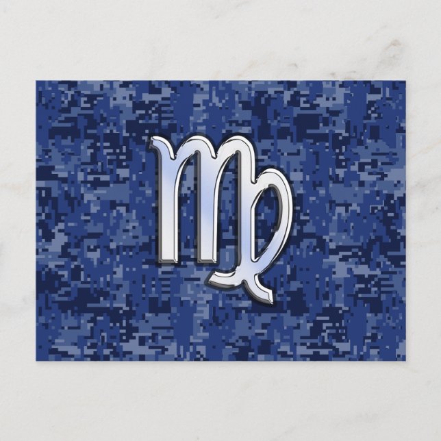 Carte Postale Virgo Zodiac Connexion Camouflage numérique bleu (Devant)
