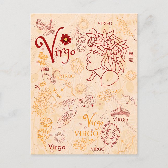 Carte Postale Virgo Zodiac Design Horoscope (Devant)