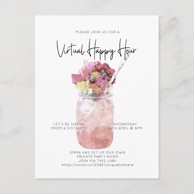 Carte Postale Virtual Cocktail Party Distance sociale Happy Hour (Devant)