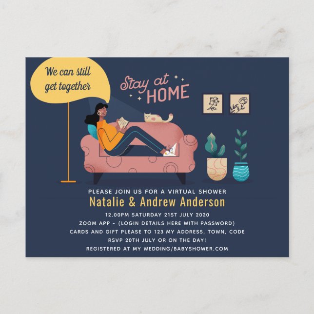 Carte Postale Virtual Party Baby Fête des mariées Anniversaire G (Devant)