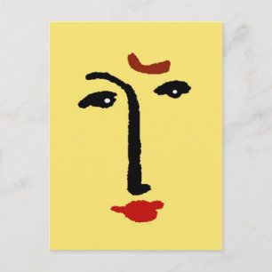 Carte Postale Visage Abstrait Jaune