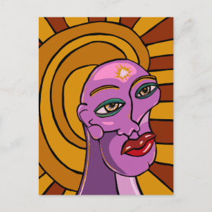 Carte Postale Visage Abstrait, Suivez Vos Rêves, Art Numérique