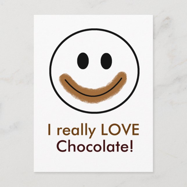 Carte Postale Visage au chocolat "J'AIME vraiment le chocolat !" (Devant)