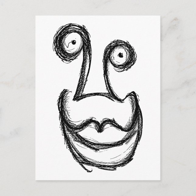 Carte Postale Visage bizarre sombre et idiot (Devant)