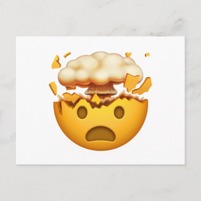 Carte Postale Visage Choqué Avec Tête Explosive - Emoji (Devant)