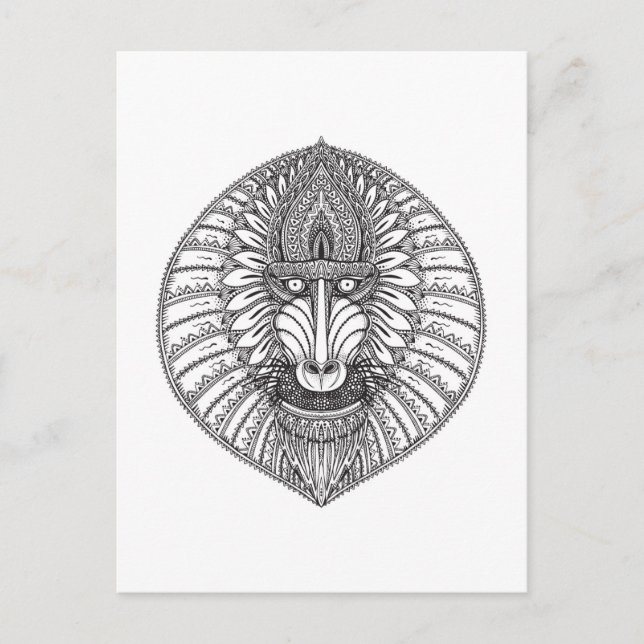 Carte Postale Visage de babouin inspiré (Devant)