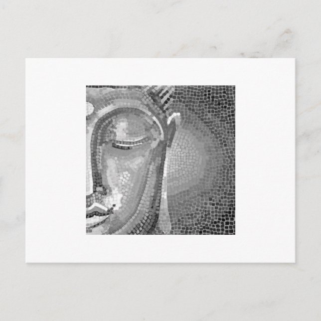 Carte Postale Visage de Bouddha noir et blanc (Devant)