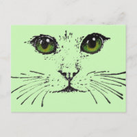 Visage de chat noir dessin Vibrant yeux verts