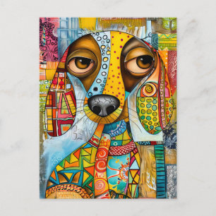 Carte Postale visage de chien pop-art rétro avec teinte vibrante