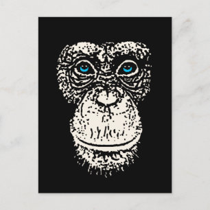 Carte Postale Visage de chimpanzé aux yeux bleus