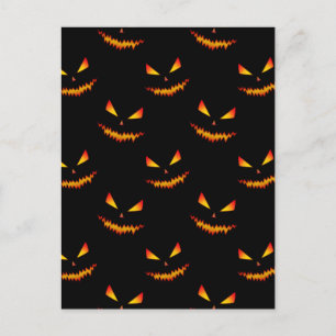Carte Postale Visage de citrouille Halloween cool effrayant moti