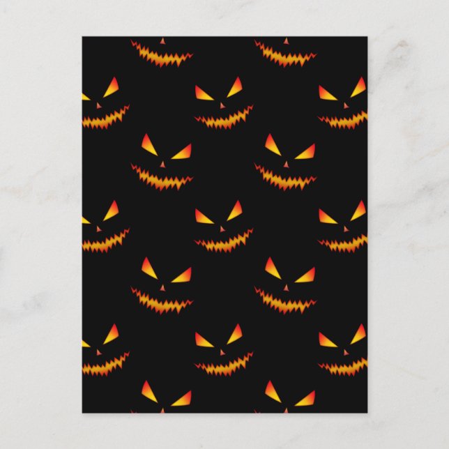 Carte Postale Visage de citrouille Halloween cool effrayant moti (Devant)