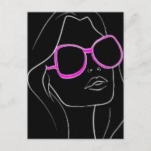 Visage de femme avec lunettes de soleil roses rétr