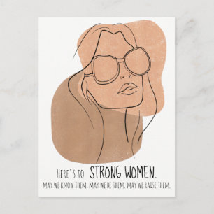 Carte Postale Visage de femme Boho en lunettes de soleil Dessin