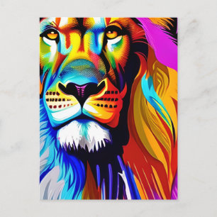 Carte Postale Visage de Lion Art Fantastique Mystique