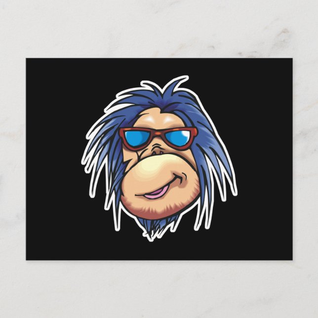 Carte Postale visage de singe cool fou (Devant)