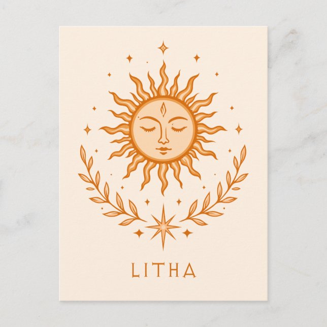 Carte Postale Visage de soleil céleste itha Couronne botanique A (Devant)