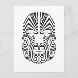 Carte Postale Visage de tatouage tribal