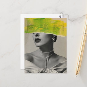 Carte Postale Visage déchiré Élégante Tenue Collage de Médias Mi