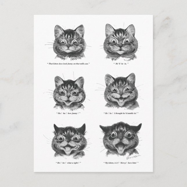 Carte Postale Visage drôle de chat, Louis Wain (Devant)