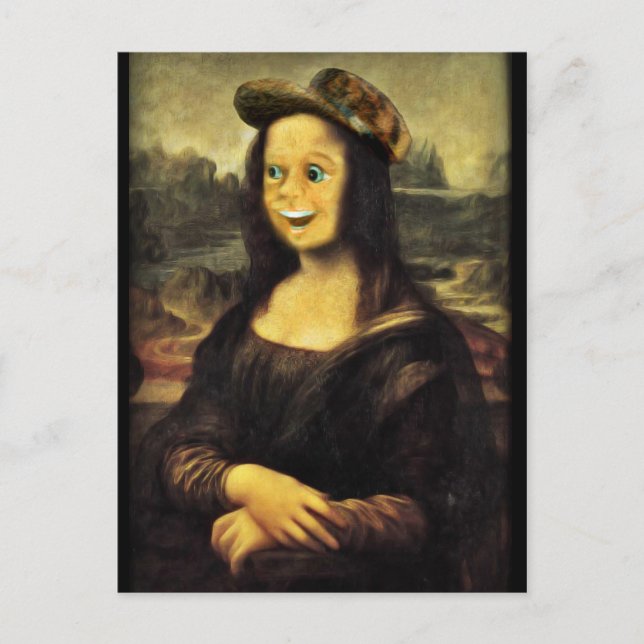 Carte Postale Visage Drôle de Mona Lisa (Devant)