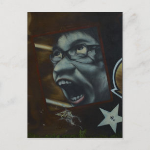 Carte Postale Visage du graffiti de cri cool