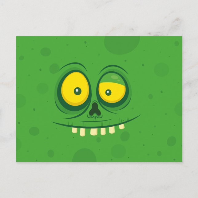 Carte Postale Visage du monstre vert d'Halloween (Devant)