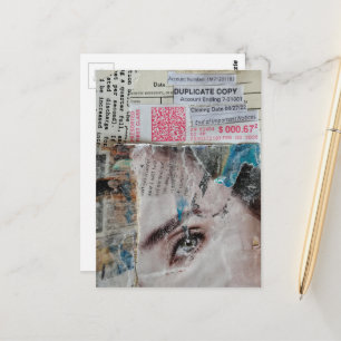 Carte Postale Visage et Mots Copie en double Collage de médias m