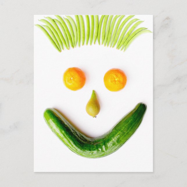 Carte Postale Visage fait de fruits et légumes sur blanc.JPG (Devant)