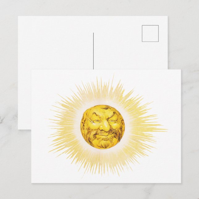 Carte Postale Visage heureux Soleil (Devant / Derrière)