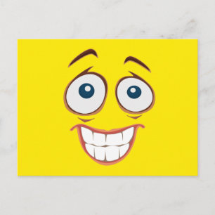 Carte Postale Visage jaune souriant et embarrassé