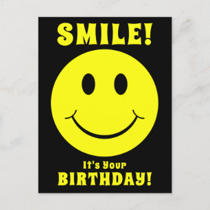 Carte Postale Visage Jaune Sourire Heureux C'est Votre Anniversa