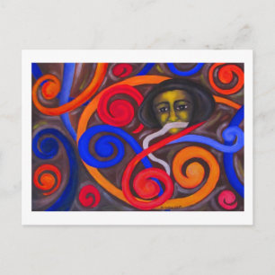 Carte Postale Visage parmi des spirales colorées par Hassan Wahb