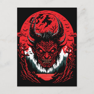 Carte Postale Visage Satanique Évile   Conception Graphique de T