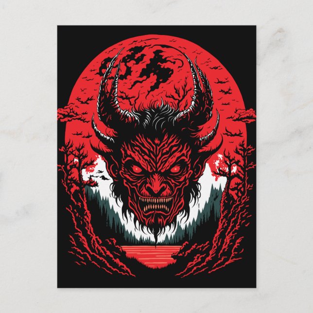 Carte Postale Visage Satanique Évile | Conception Graphique de T (Devant)