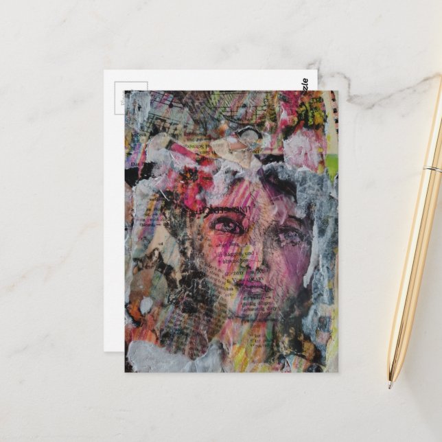 Carte Postale Visage unique vocabulaire coloré multimédia  (Devant/Arrière en situation)