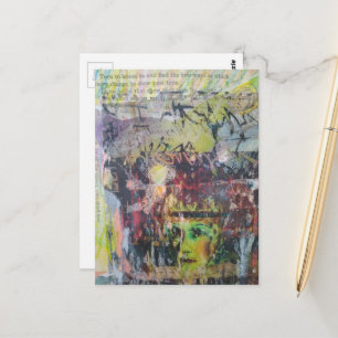 Carte Postale Visage Vert Abstrait Collage de Manuel Scolaire Vi