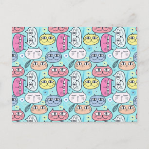 Carte Postale Visages de chat et de chaton drôles Amateur de cha