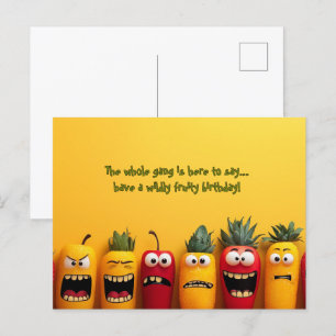 Carte Postale Visages de fruits drôles d'anniversaire