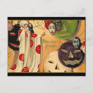 Carte Postale Visages d'Halloween - Art Déco