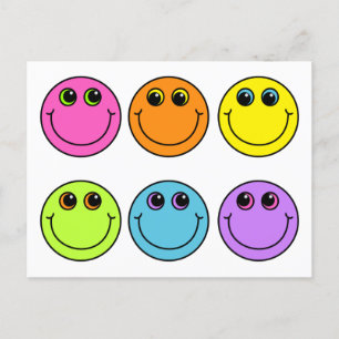 Carte Postale Visages Emoji colorés